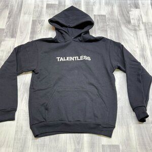 ✅Mens L Talentless Spell Out Hoodie Heavyweight Pullover Sweatshirt Embroidered